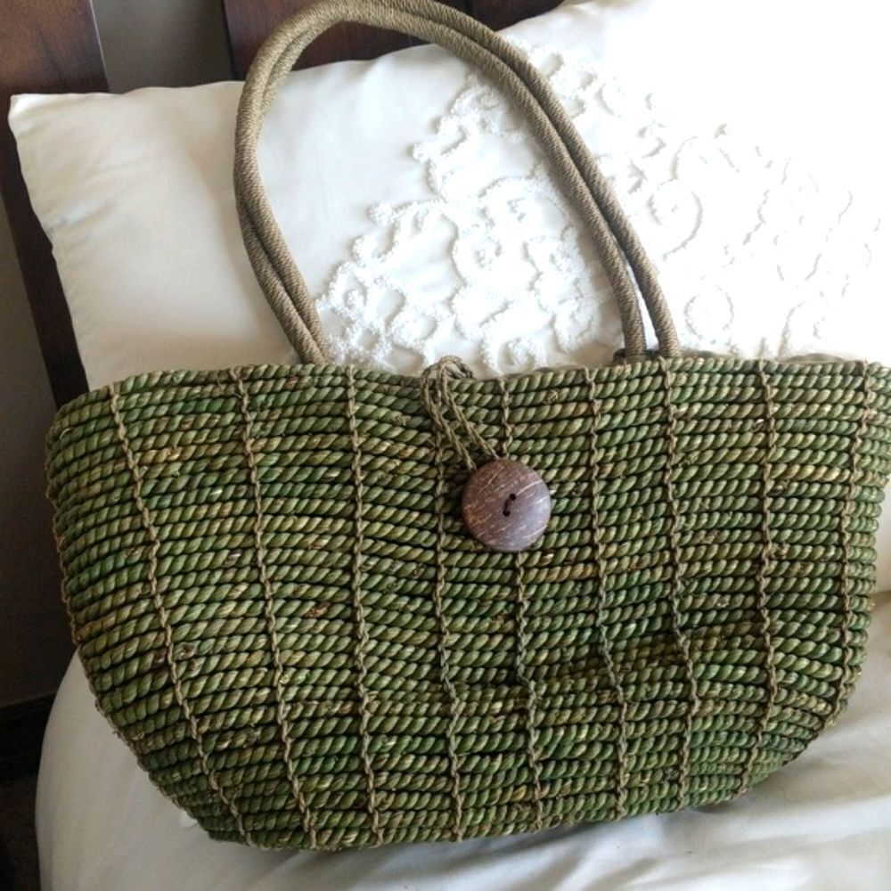 Boho Straw Tote/ Beach Bag